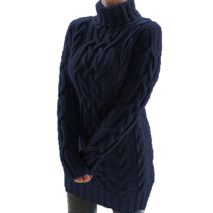 Robe Pull Longue Femme Hiver Épaisse à Double Revers