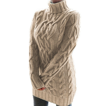 Robe Pull Longue Femme Hiver Épaisse à Double Revers