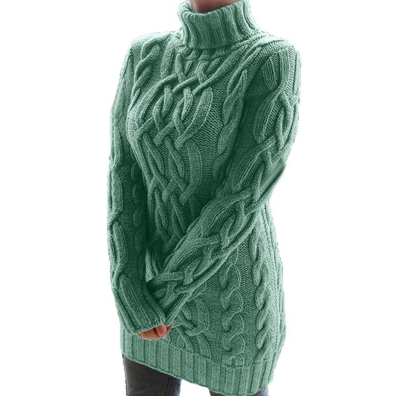 Robe Pull Longue Femme Hiver Épaisse à Double Revers