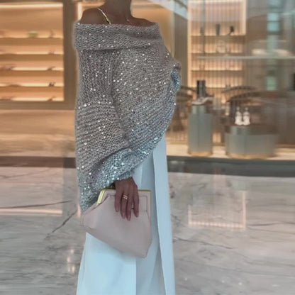Veste Maille Élégante à Sequins