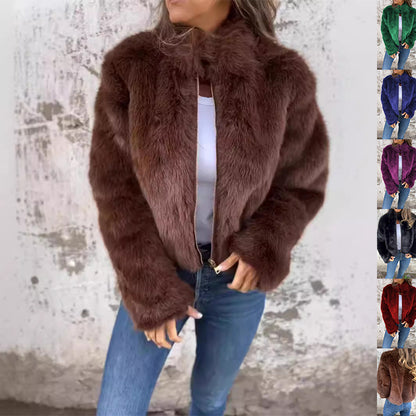 Veste Peluche à Col Montant pour Femme