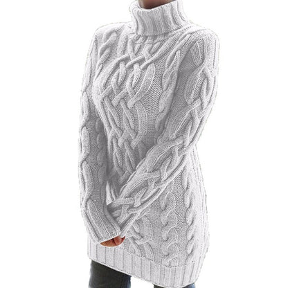 Robe Pull Longue Femme Hiver Épaisse à Double Revers