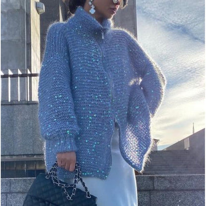 Veste Maille Élégante à Sequins