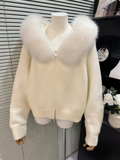 Cardigan Capuche Fourrure Femme