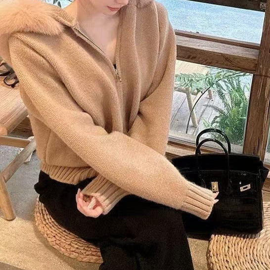 Cardigan Capuche Fourrure Femme