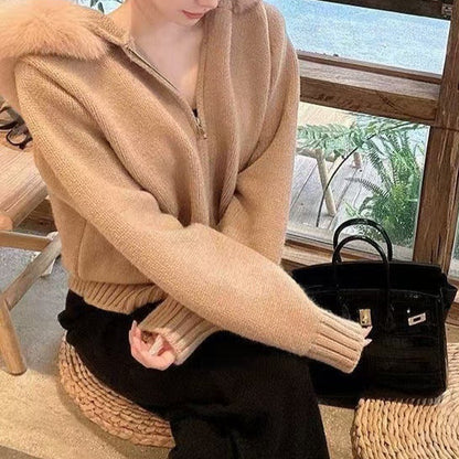 Cardigan Capuche Fourrure Femme