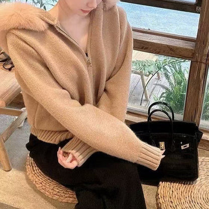 Cardigan Capuche Fourrure Femme