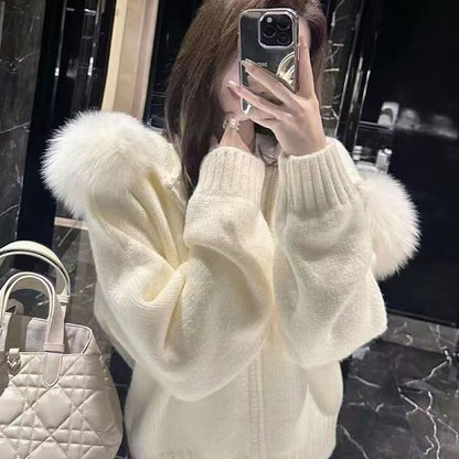 Cardigan Capuche Fourrure Femme