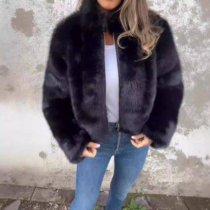 Veste Peluche à Col Montant pour Femme