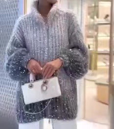 Veste Maille Élégante à Sequins