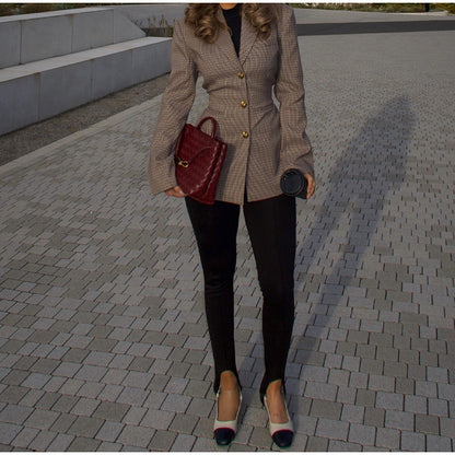 Veste Tailleur Femme Slim à Carreaux