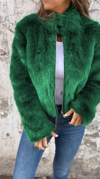 Veste Peluche à Col Montant pour Femme